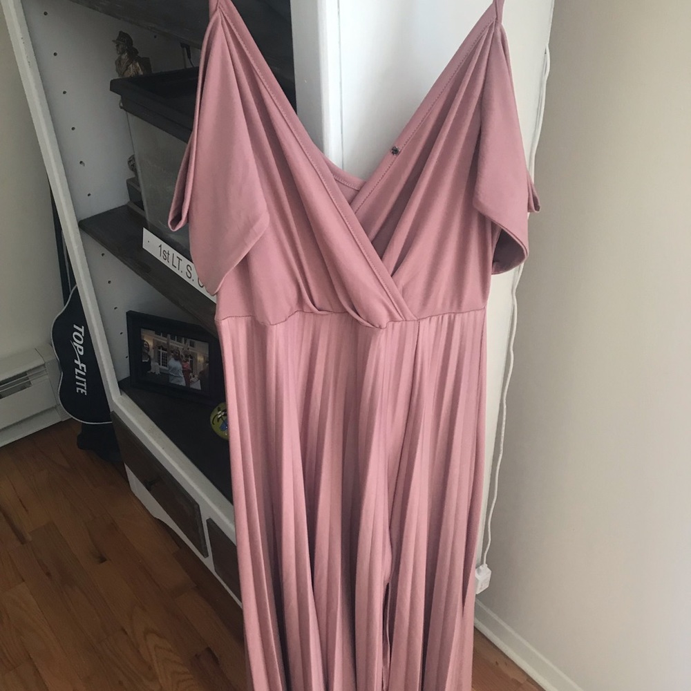 Dex Pleated Cold Shoulder Dress